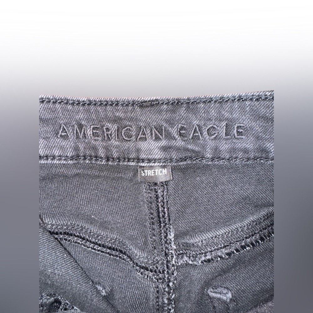 American Eagle Women’s High Rise Boyfriend Stretch Denim Shorts Black Size 2 - Picture 4 of 5